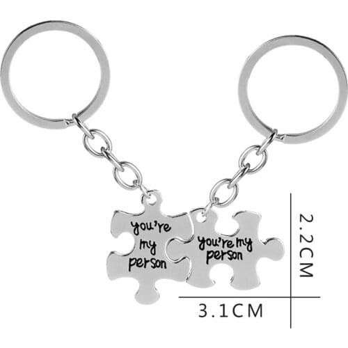 1 Pair Chic Keychain Keyring Puzzle You're My Person Pendant Keychain Bag Key Chain Valentines Day Gift