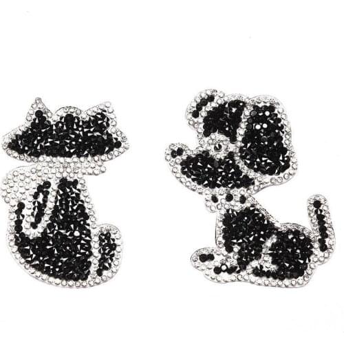 10pcs Animal Pattern Rhinestone Hot Drilling Patch Iron On For Clothes Stickers Custom Badges Garment Applique Diy Accessory