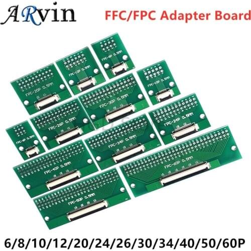 2PCS FFC/FPC flat cable transfer plate 0.5 To 2.54MM 6/8/10/12/20/24/26/30/34/40/50/60P Solder The Connector Adapter Board