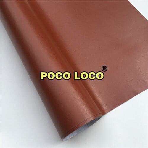 30*152CM Brown Leather Pattern Professional Car Wrapping Vinyl Smal Roll Coffee Brown PU Leather Colored Premium PVC Vinyl Film