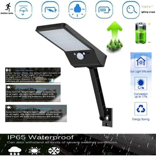 48 LED Motion Sensor Light Solar Lights Lamp For Outdoor Wall Garden Yard Waterproof Rotable Stick With 3 Mode remote control wh