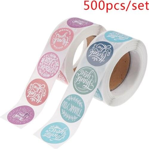 500 Labels per roll Round Natural Kraft Thank You Sticker seal labes Hand Made Paper sticker