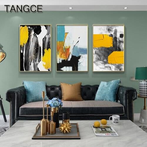 Abstract Yellow Blue Posters and Print Abstract Bright Canvas Painting Modern Canvas Art for Living Room Nordic Wall Art picture
