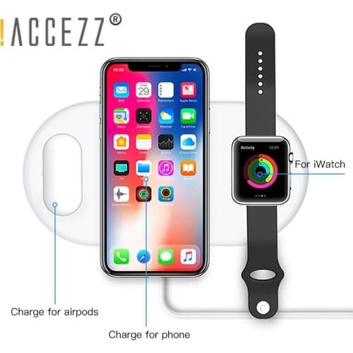 !ACCEZZ 10W 7.5 QI Fast Wireless Charger 3 in 1 For iphone 8 Plus X XS For AirPods For Samsung S7 S8 S9 Universal Phone Chargers