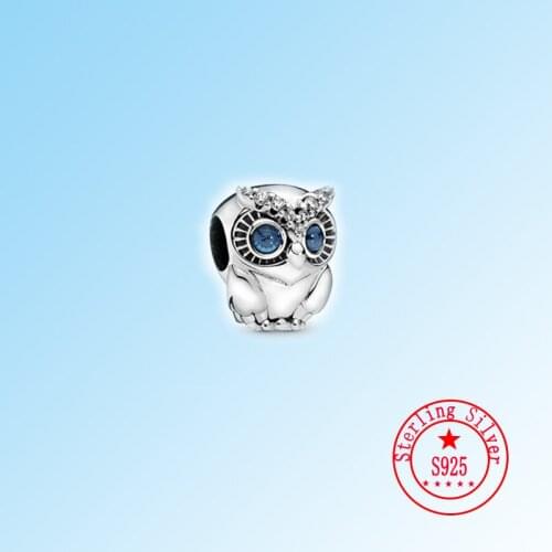 New Sky Ocean Blue Owl Fit Pandora Charms Silver 925 Beads Bracelet For Women Jewelry