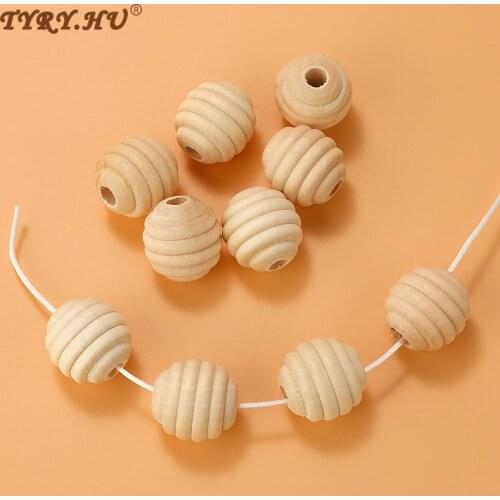 TYRY.HU 20*22mm Natural Wood Beads Spiral Wooden Round Beads For Baby Bracelet Necklace Accessories Jewelry Making 10-30pcs