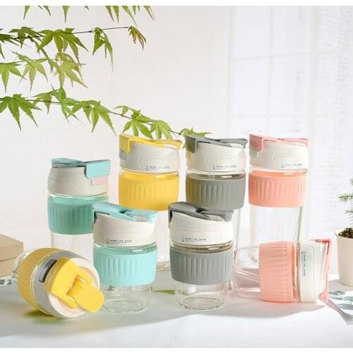 Water Bottle Safe Leakproof High Borosilicate Glass Straw Drinking Cup for Gift Drinkware Outdoor Tour Gym Glass