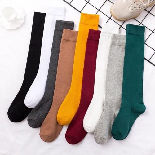 2020 News Fashion Womens Stockings Solid Cotton Soft Long Sock for Woman Sexy Lingerie Japan Style Kawaii Cute Thigh High Socks