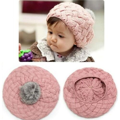 Child baby Kids casual pompom handmade beret cap New winter girl boy warm crochet berets Knitted Pumpkin hat gorros