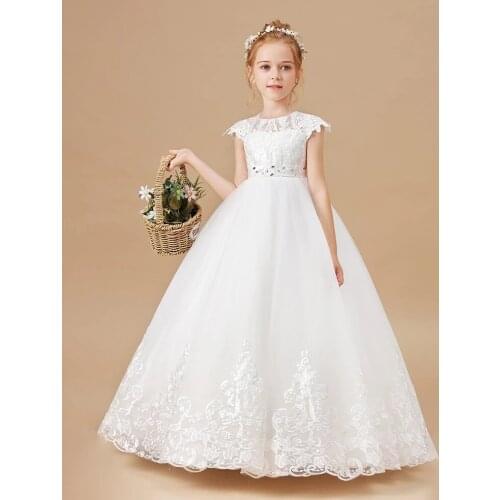 Girls Dress Sleeveless Baby Kids Clothes Children Kids Clothing Appliques Kids Girl Wedding Evening Gowns Party Dresses