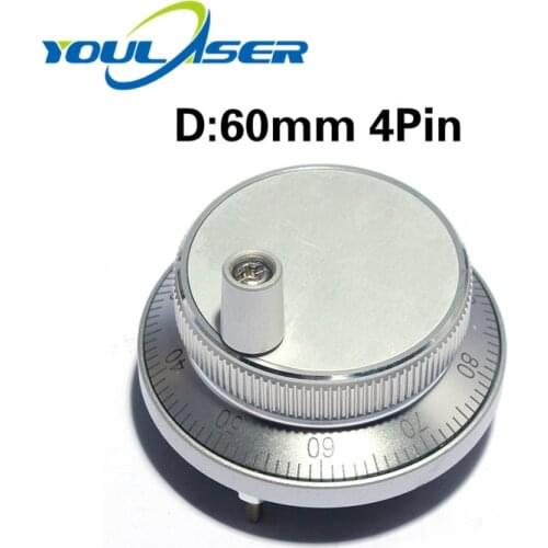CNC Electronic Hand Wheel Handwheel Silver Color Dia.60mm Pulse Number 100 Voltage 24V 4Pins NPN/PNP Model