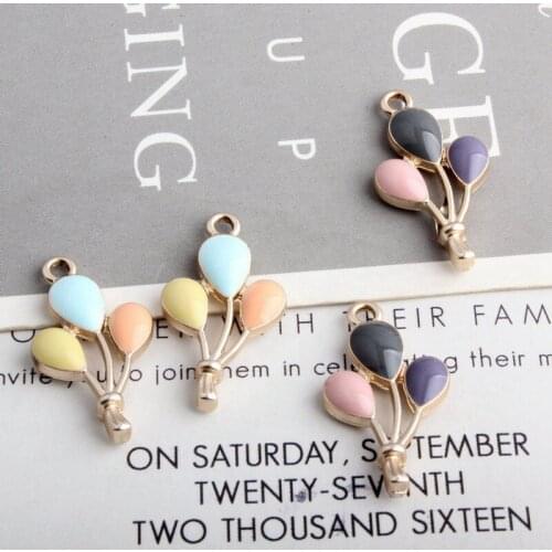 2 Color Colorful Balloons Pendant Enamel Elegant Charms DIY Accessories Jewelry Making For Handmade Necklace 50pcs/lot