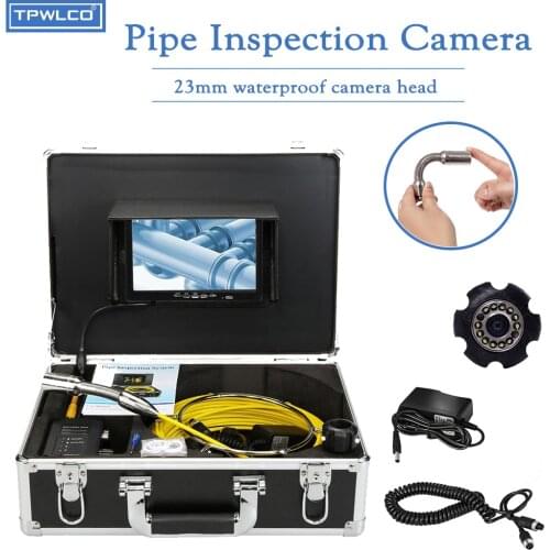 7" Pipeline Sewer Inspection Camera Drain Plumbing Industrial Endoscope 23mm 1000TVL Meter Scale Cable Snake Pipe Video Recorder