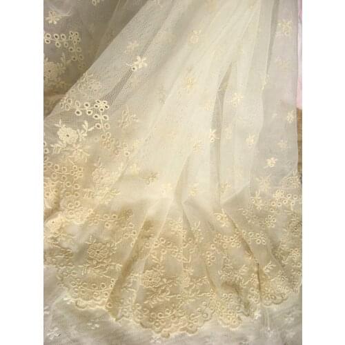 Ivory Cotton Lace Trim, Embroidery Gauze lace trim, Vintage Beige lace fabric trim, wide lace fabric for costume design, Wedding