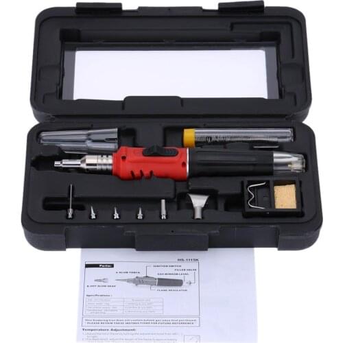 HS-1115K Professional Butane Gas Soldering Iron Kit Welding Kit Torch Electric Temperature Soldering iron with Solder iron Tips