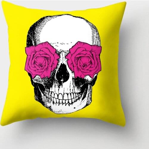 HOT SALE Rose and Skull Cushion Cover Throw Pillow Case for Home Chair Sofa Decoration Square Pillowcases