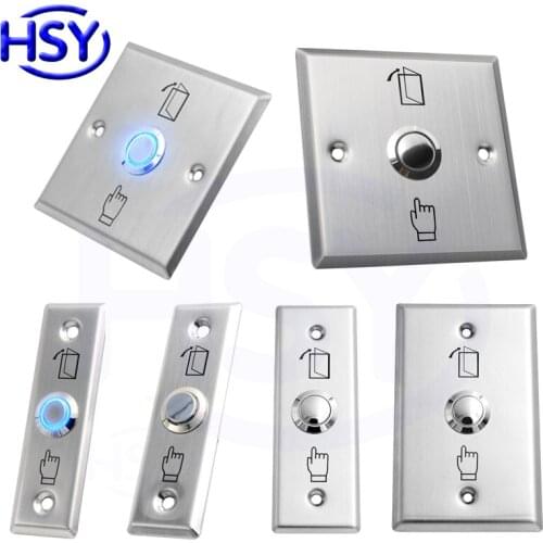 HSY Stainless Steel Door Release Exit Button Optional LED Blue Backlight Emergency Push Switch For Access Control System