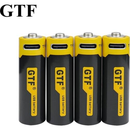 GTF 1.5V 1700mAh AA Li-ion battery 2550mwh real capacity with USB Rechargeable lithium-ion battery use Type-C cable