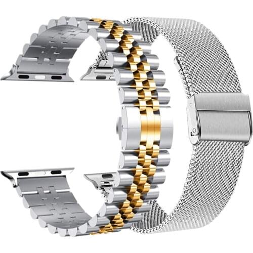 For Apple Watch SE Metal Band 44mm 42mm 40mm 38mm Stainless Steel Business Mesh Loop Strap for Apple iWatch 6 5 4 3 1 Wristband
