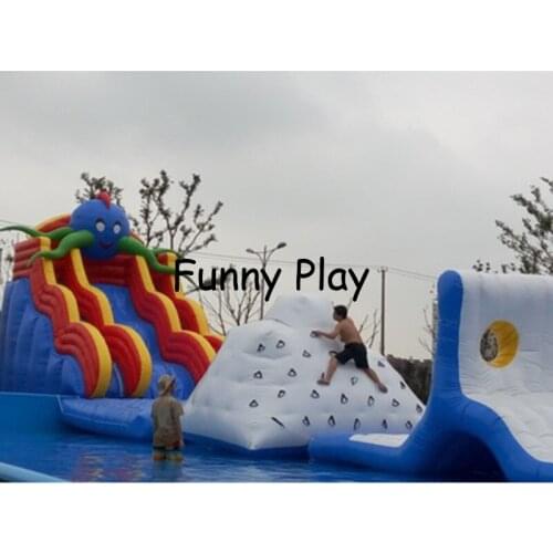 Inflatable climbing mountain water iceberg climbing wall water slide floating slide inflatable iceberg with factory price