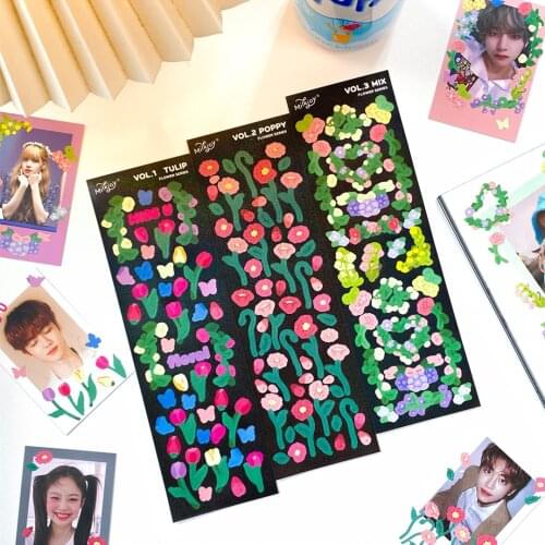 Korea Victory Flower Chasing Star Sticker DIY Scrapbook Bottom Collage Phone Album Diary Happy Plan Gift Decoration