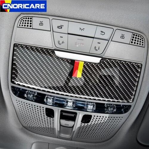 Car Styling Reading Light Panel Decoration Cover Trim For Mercedes Benz C Class W205 GLC X253 Carbon Fiber Roof Lamp Sticker