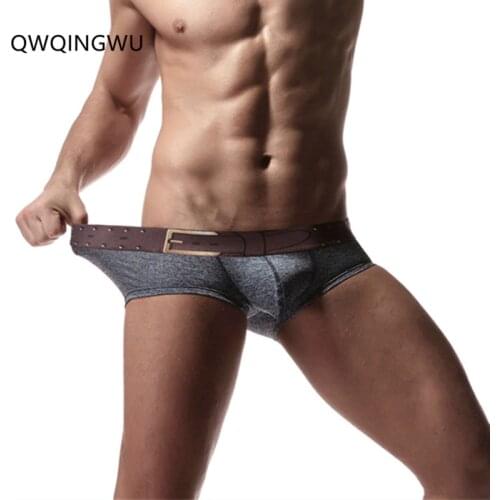 Underwear Men Boxer Cotton Slip Homme Shorts Men Gay Underpants Sexy Underwear Big Men Shorts Cueca Masculina Belt Print Boxers