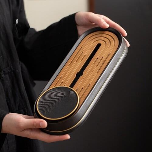 Creative Bamboo Tray Drain Japanese Food Serving Decorative Afternoon Tea Tray Kung Fu Plateau De Service Kitchen Supplies DE50C