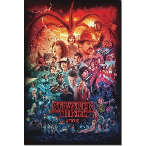 60x90cm Stranger Things Poster Vintage 2020 New TV Movie Prints Silk Wall Art Painting For Bedroom Decor 50x75 60x85cm
