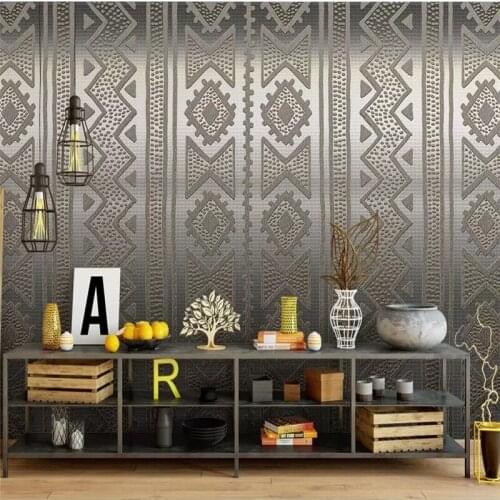Custom Papel De Parede 3D Metal Modern Minimalist Abstract Ethnic Wind Mural Wallpapers for Living Room Wall Papers Home Decor