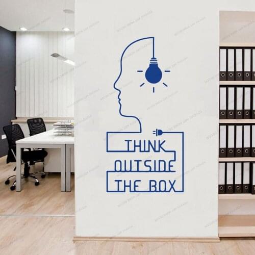 Think Out Of The Box Quote Wall Decal For Office Room Removable Wallpaper Vinyl Mural Company Room Wall Sticker CX922