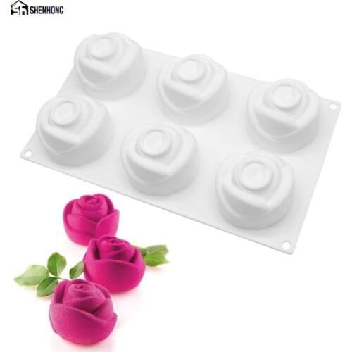 SHENHONG 3D Rose Cake Mold Baking Dessert Diamond Pastry Mousse Silicone Mould Art Chocolate Pan Silikonowe Moule Amazing