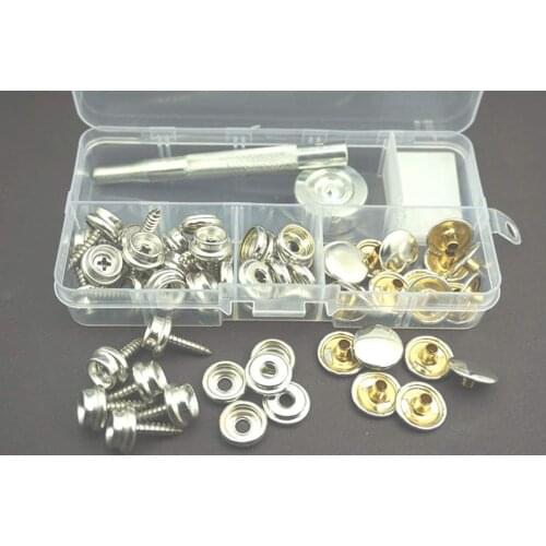 Pack of 62 Pcs) ，Stainless Steel Canvas to Screw Press Stud Kit Tools for Car/Boat Canopies Tent
