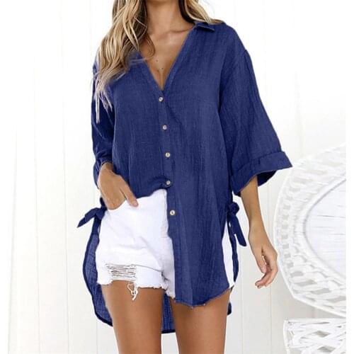 Plus Size Shirt Womens Cotton Loose Shirt Button Long Shirts Ladies Casual Tops Blouse Womens Oversize Shirt 2021 Blusas Mujer