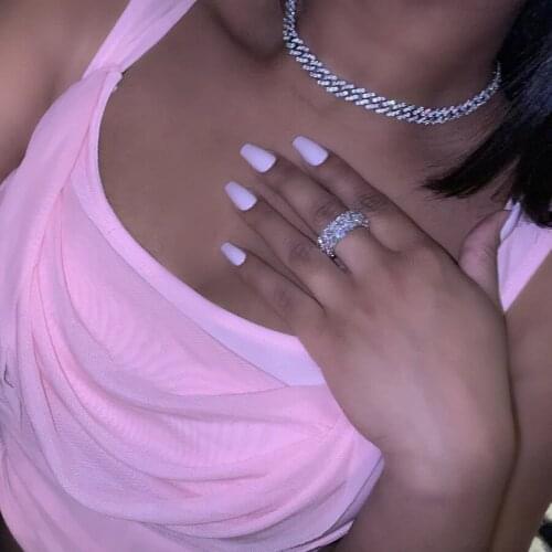 9MM Iced Out Bling CZ Women Choker Necklace Rose Gold Color Metal Two Tone Clear Pink Cubic Zirconia Cuban Link Chain Jewelry