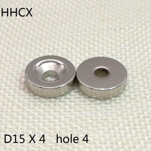 10 20 50pcs/lot Disk magnet 15x4 Hole 4 N35 Strong D Countersunk magnet 15*4 Permanent magnet 15x4-4 for speaker