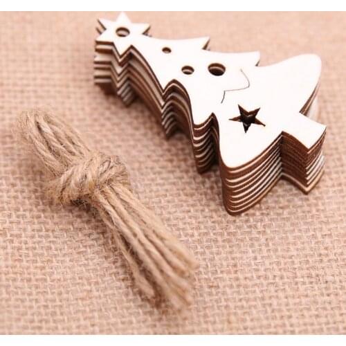 10 Pieces100% Wood DIY Wooden Pendant Ornaments for Christmas Tree and Party Decorations For Chrismas Accessories