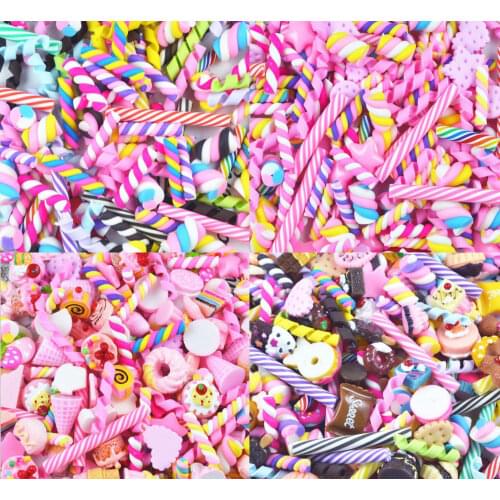 10pcs /lot Random color Marshmallow Lollipop Clay Polymer Accessories For Making Clay Cabochons For DIY Phone Decoration