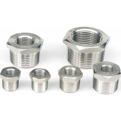 1-1/2" NPT x 1/2" NPT Female 304 Stainless Steel Reducing Bush Forged Pipe Fitting 3000 PSI Water Gas Oil