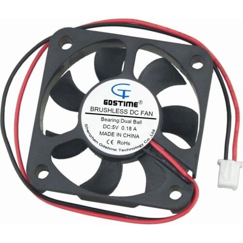 5 pcs Gdstime 5V Two Ball Bearing 50x50x10mm 5010 DC Brushless Cooling Fan 50mm x 10mm 5cm PC Case Small Radiator 2Pin 5010
