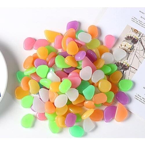 50Pcs/Pack Garden Decor Resin Pebble Stone Landscaping Ornament Multicolor Luminous Stones Fish Tank Aquarium Decoration