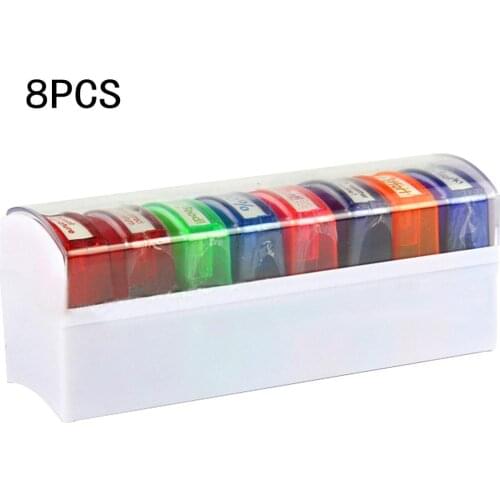 8pcs Colorful Teacher Seal Set Stamp For HN-PP103 Colorful Self-Inking Motivation School Grading Teacher Stamp Set And Tray