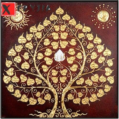 Southeast Asia Living Room Diamond Painting Cross Stitch Entrance Thailand Style Diamond Embroidery Auspicious Bodhi Tree decor
