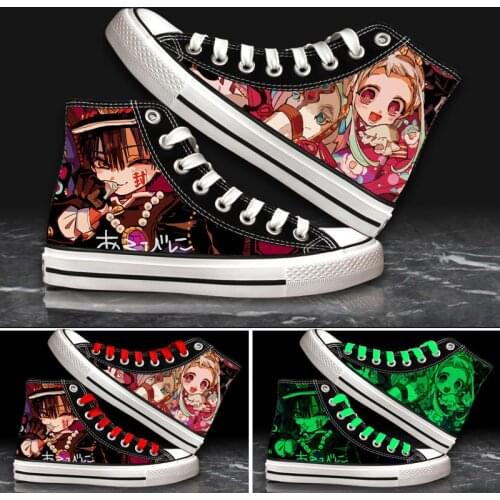 Anime Toilet-Bound Hanako-kun 3D Night Lights Plimsolls Canvas Shoes Yahiro Nene Cosplay Student Sneakers High Top Sport Shoes