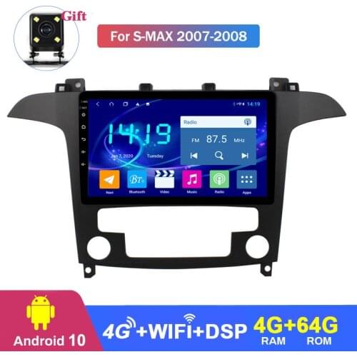 For Ford S-max 2007 2008 Car Stereo Radio Player Quad-Core GPS Navigation 4G RAM 64G ROM Car Radio Steering Wheel Control 4G LTE