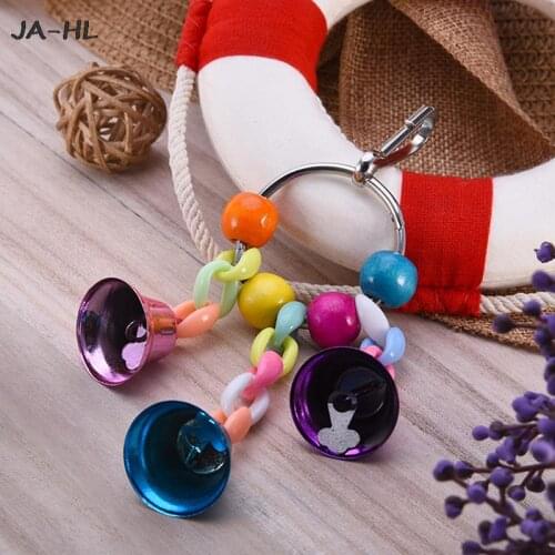 Wood Birds Standing Parrot Toys Chewing Rack Toys Bead Ball Small Bell Parrot Toy Bird Toys Accessories Supplies