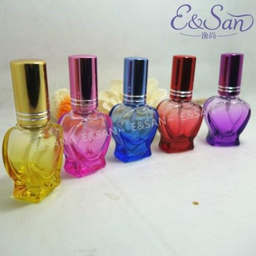 Explosion P51-10ML color heart-shaped spray perfume bottle glass spray air nozzle 100pcs/lot