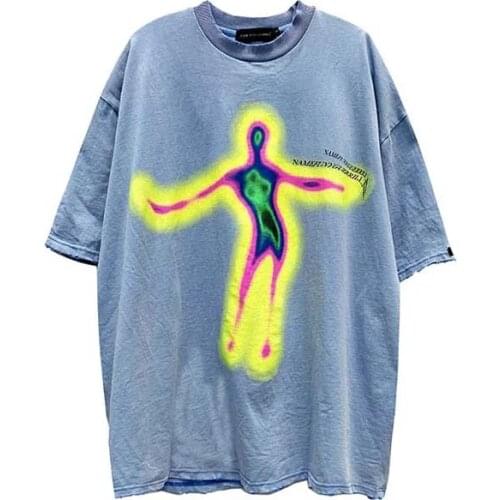 Casual Oversized Mens T-shirts Hip Hop Cotton Male Tshirt Streetwear Clothing Retro Tee Tops Casual Fashion T Shirt For Men