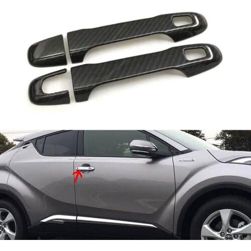 JXLCLYL 4pcs/set Carbon Fiber Style Car Door Handle Cover Trim For Toyota C-HR 16-18