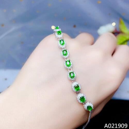 KJJEAXCMY boutique jewelry 925 sterling silver inlaid Natural Diopside gemstone ladies bracelet support detection trendy